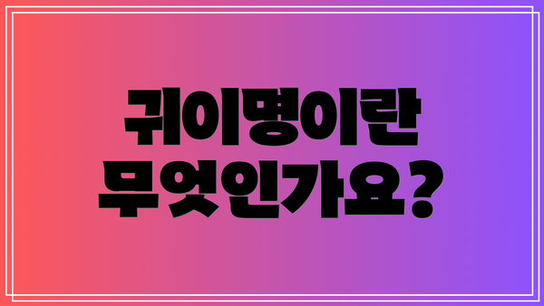 귀이명이란 무엇인가요?