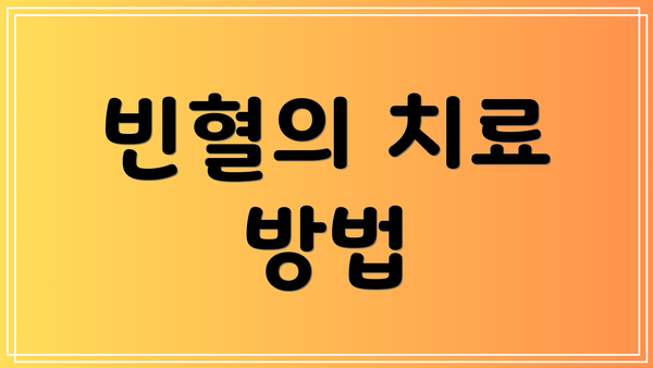 빈혈의 치료 방법