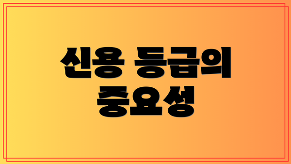 신용 등급의 중요성