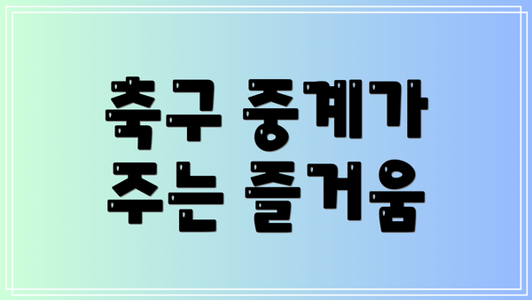 축구 중계가 주는 즐거움
